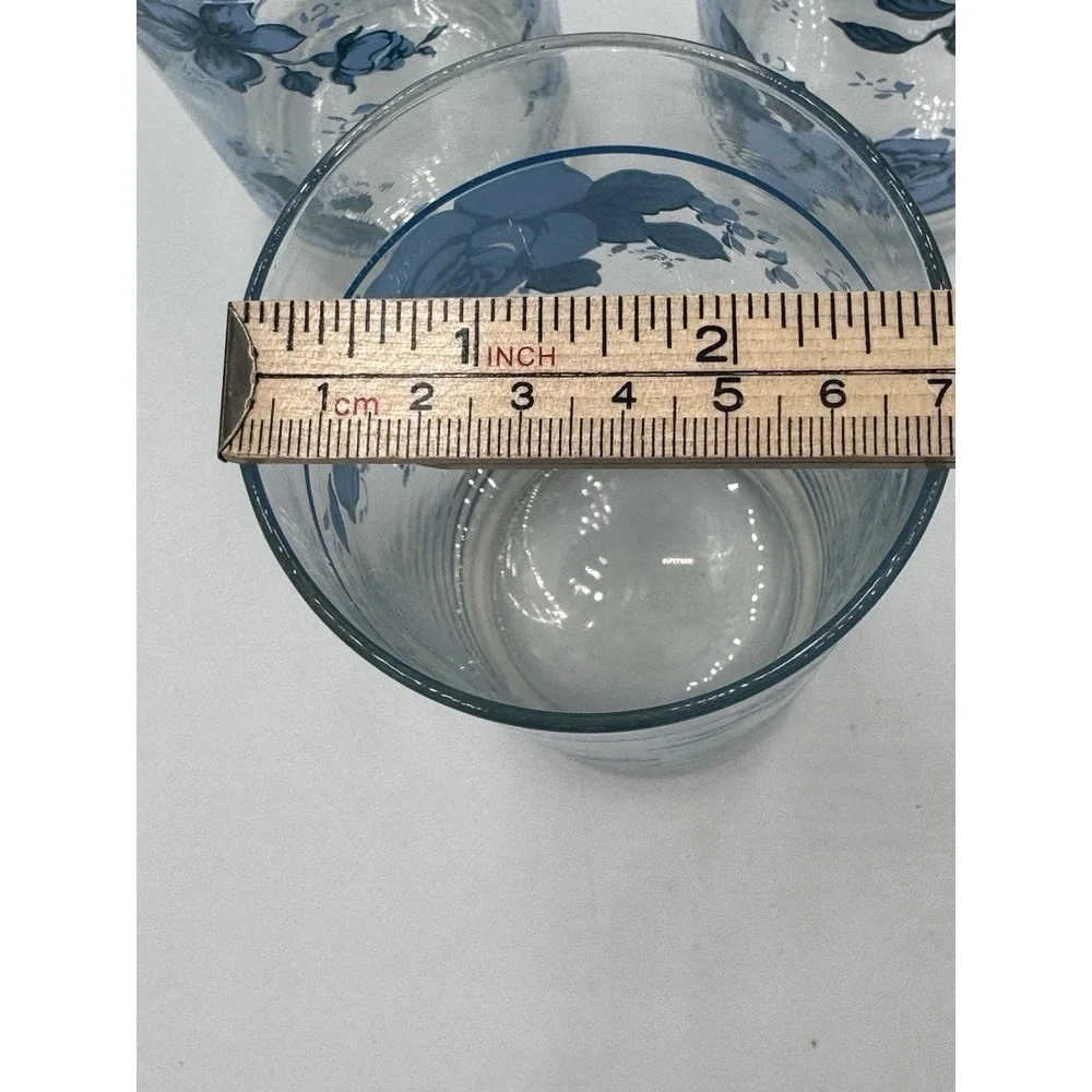 Corning Blue Velvet Tumblers Glasses Set of 3 Blue Floral 16 Oz Drinking Glasses